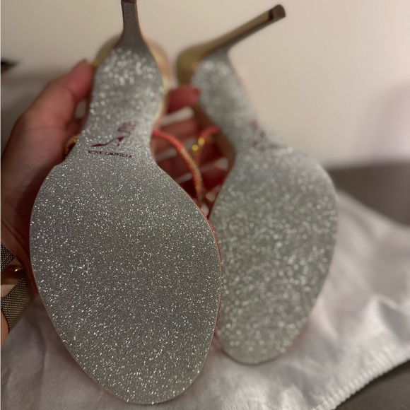 Rene Caovilla Pink and Gold Spiral Heels - Picture 3 of 8